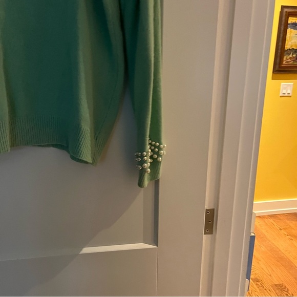 Vintage Mint Green Pearl Embellished Lambswool Angora Franco Valeri Sweater - Picture 8 of 8